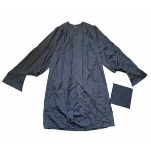 Oak Hall Green Weaver Unisex Black Graduation Masters Cap and Gown Sz 6'-6'2"